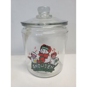 Snowden and Friends Glass Cookie Jar‎ with Lid Christmas Vtg 1998